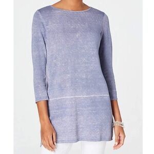 J. Jill - Pure Jill Watercolor Heavy Linen Pullover Longline Tunic Top - 3X